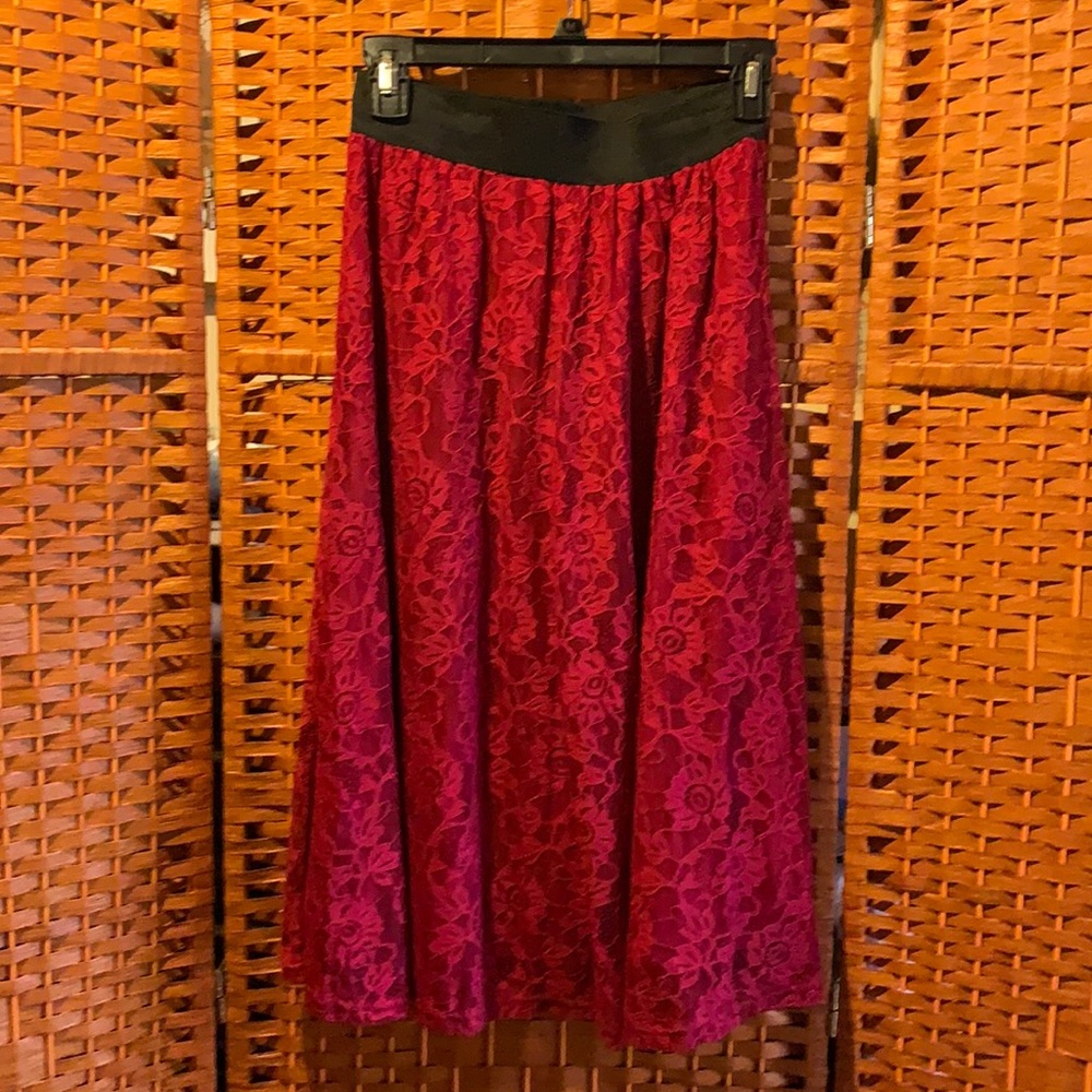 Maroon lace skirt